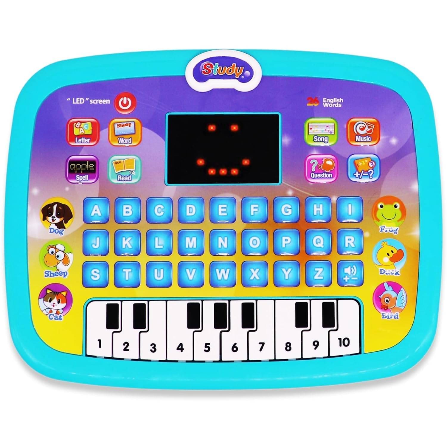     			Learning Educational Computer Kids Piano Laptop with Led Screen & Music | Fun Activities Toy Computer Tablet for Kids Toddlers 1 2 3 4 5 6 + Year Old Boy and Girls, Multicolor