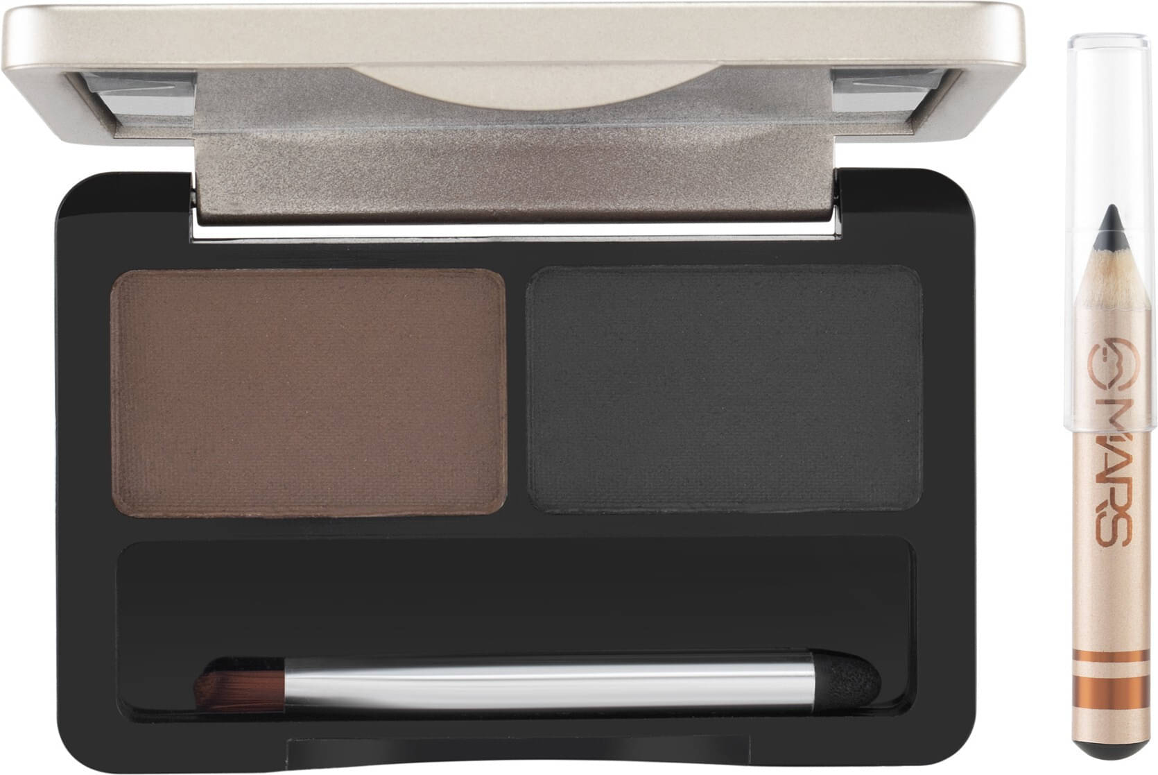     			MARS 3 In 1 Eyebrow Powder Palette and Eye Pencile With Brush 6.2 g (Jet Black, Brown)