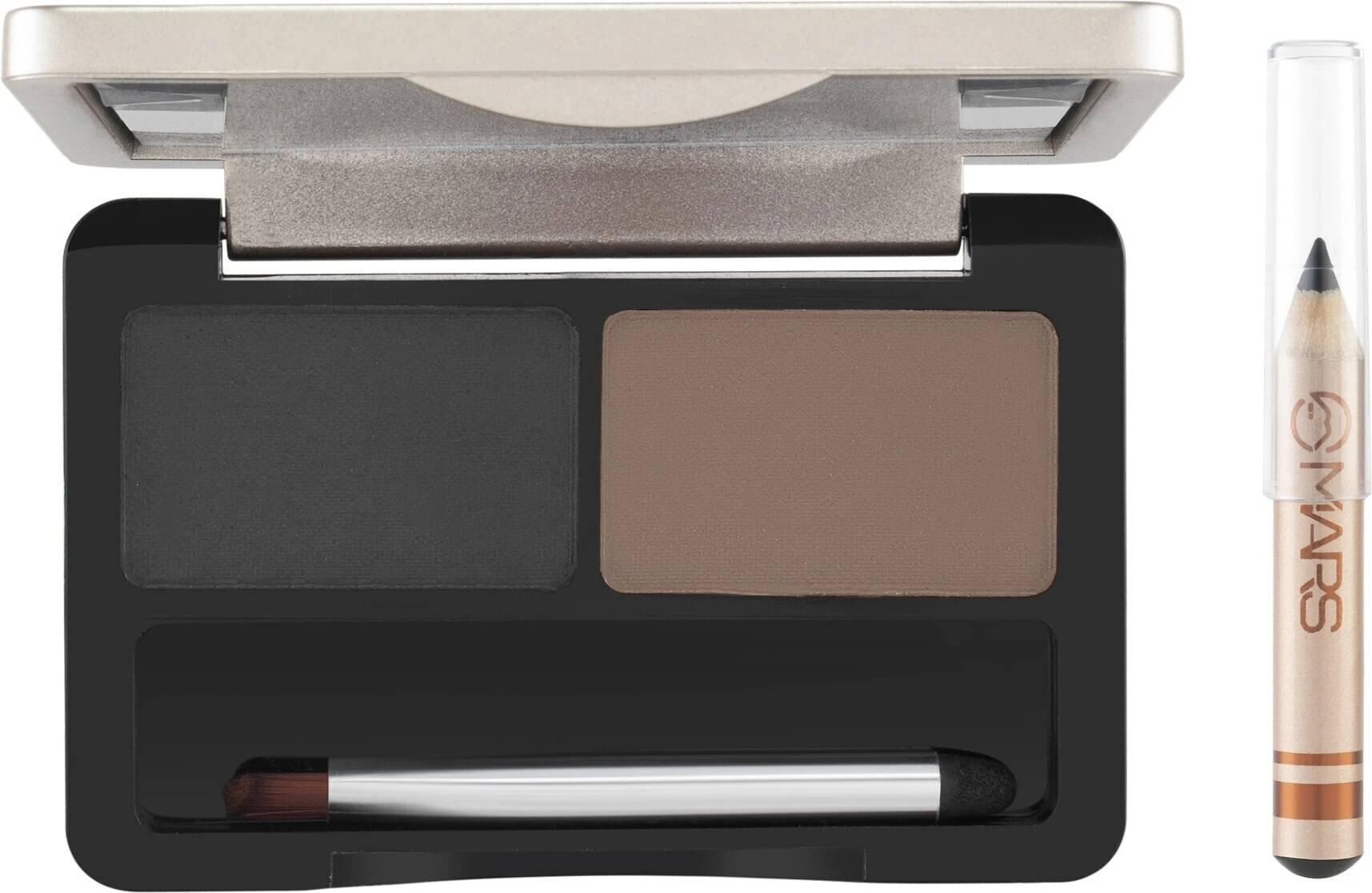     			MARS 3 In 1 Eyebrow Powder Palette and Eye Pencile With Brush 6.2 g (Jet Black, Brown)