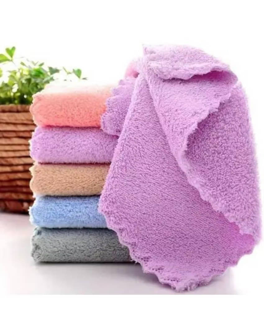     			MILAP Microfibre Solid Face Towel Below 300 GSM ( Pack of 10 ) - Multicolor