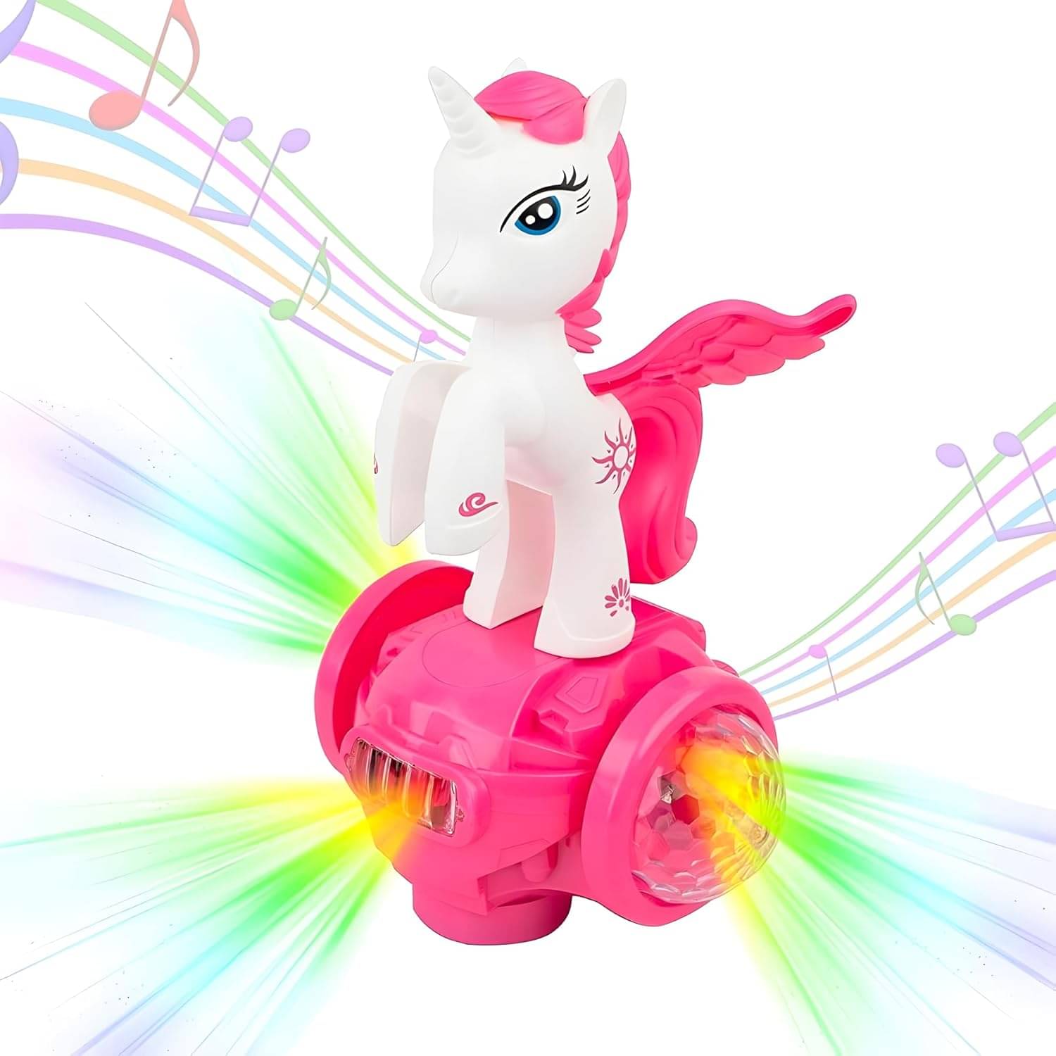     			Plastic Unicorn Musical Toy for Kids, Bump and Go 360 Degree Moving Toy Unicorn with Disco Lights, Adorable Dancing Unicorn Toy for Toddlers, Pink, 3+ Years (Pack of 1)