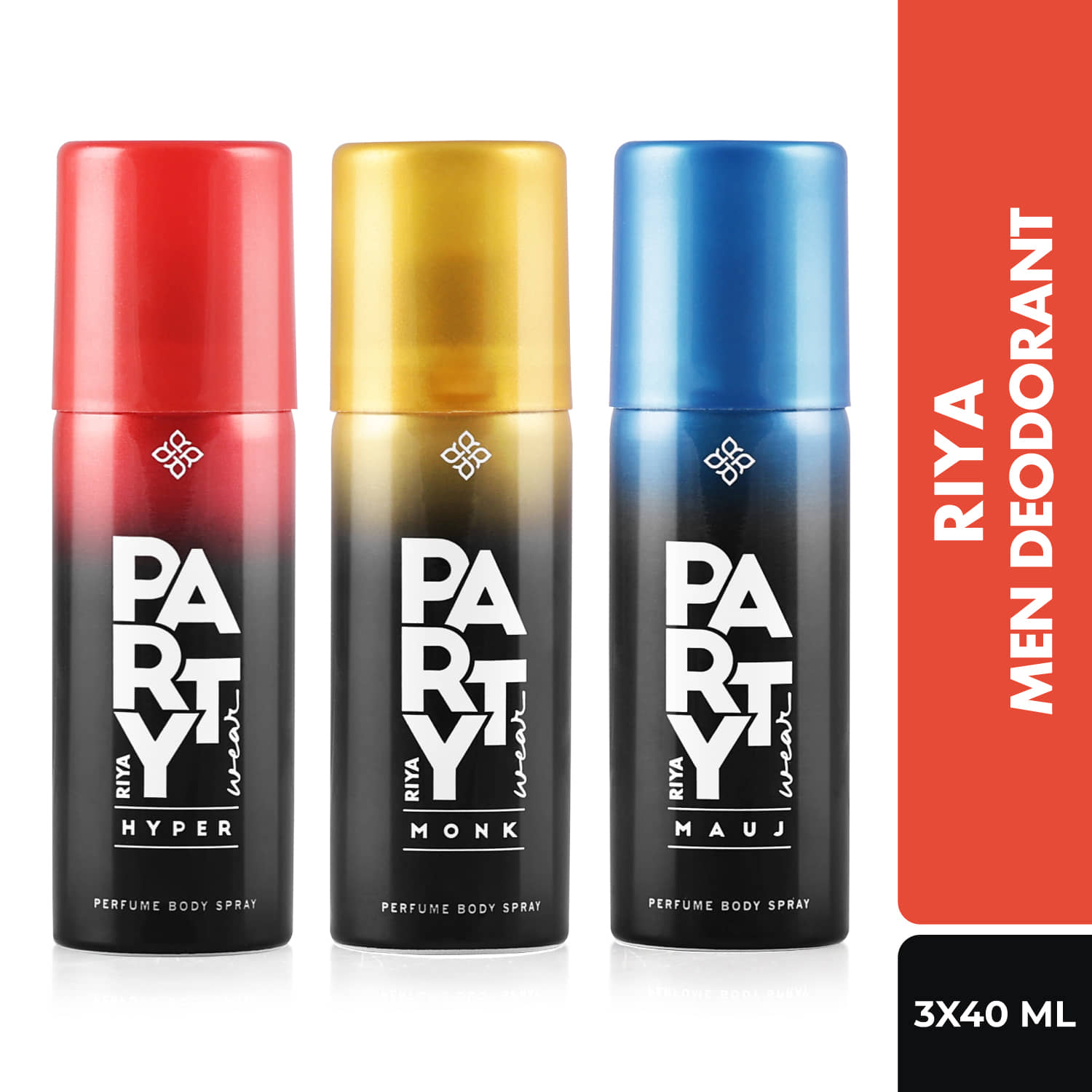 Riya Hyper, Mauj & Monk 40 Ml Each Deodorant, For Men, 120 ml (Pack Of 3)