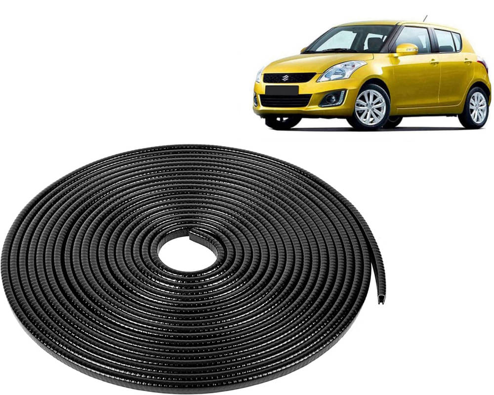     			Selifaur Car Door Edge Guards U Shape Edge Trim Rubber Strip Seal Protector (16 ft/5 Mtr, Black) For Swift Type -4