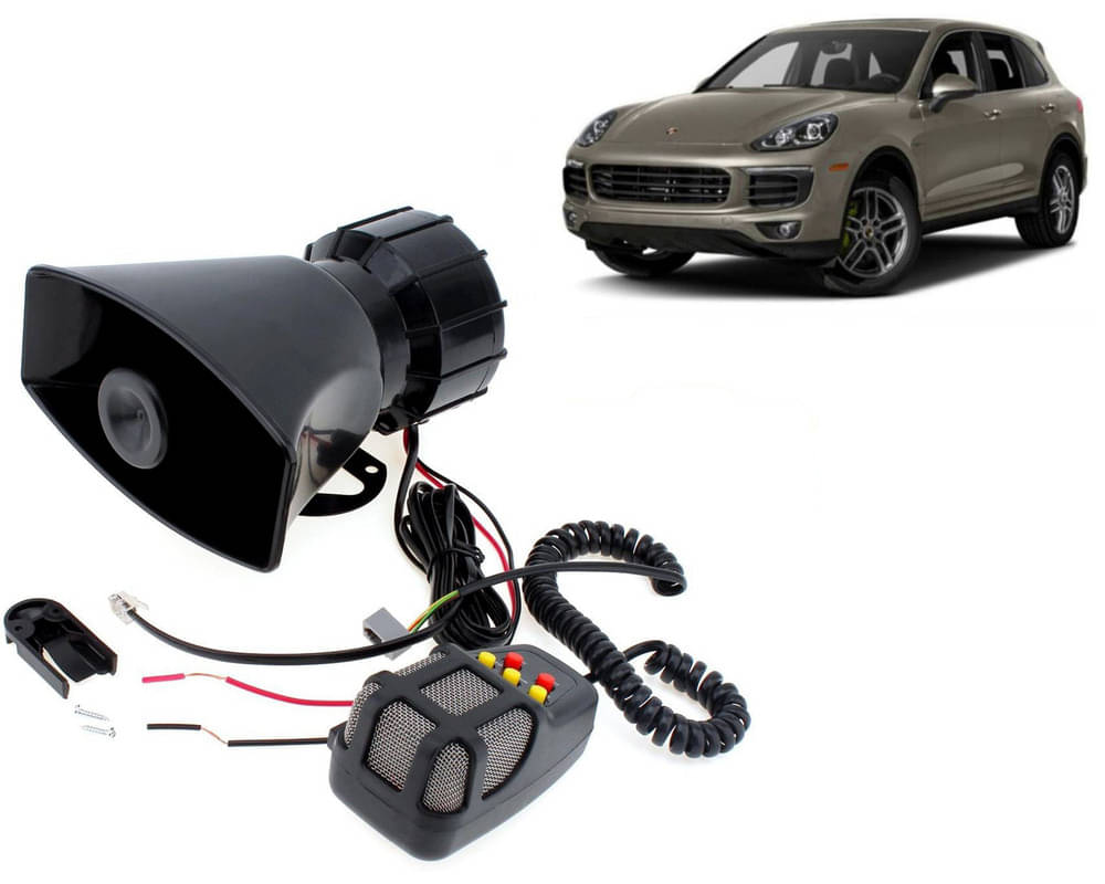     			7 Tone Siren Horn Hooter with Mic For All Cars, Trucks, Mini Trucks, Vans, Bikes-Loud Siren With 7 Different Great Sounds For Cayenne E-Hybrid
