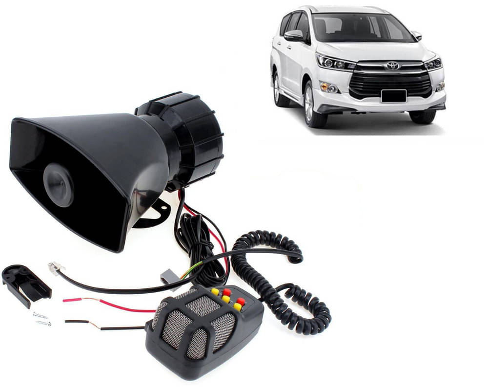 7 Tone Siren Horn Hooter with Mic For All Cars, Trucks, Mini Trucks, Vans, Bikes-Loud Siren With 7 Different Great Sounds For Innova Crysta 2019     			7 Tone Siren Horn Hooter with Mic For All Cars, Trucks, Mini Trucks, Vans, Bikes-Loud Siren With 7 Different Great Sounds For Innova Crysta 2019