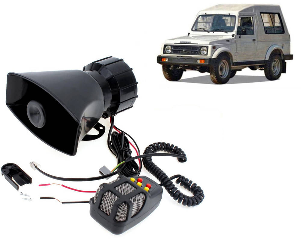 7 Tone Siren Horn Hooter with Mic For All Cars, Trucks, Mini Trucks, Vans, Bikes-Loud Siren With 7 Different Great Sounds For Gypsy King     			7 Tone Siren Horn Hooter with Mic For All Cars, Trucks, Mini Trucks, Vans, Bikes-Loud Siren With 7 Different Great Sounds For Gypsy King