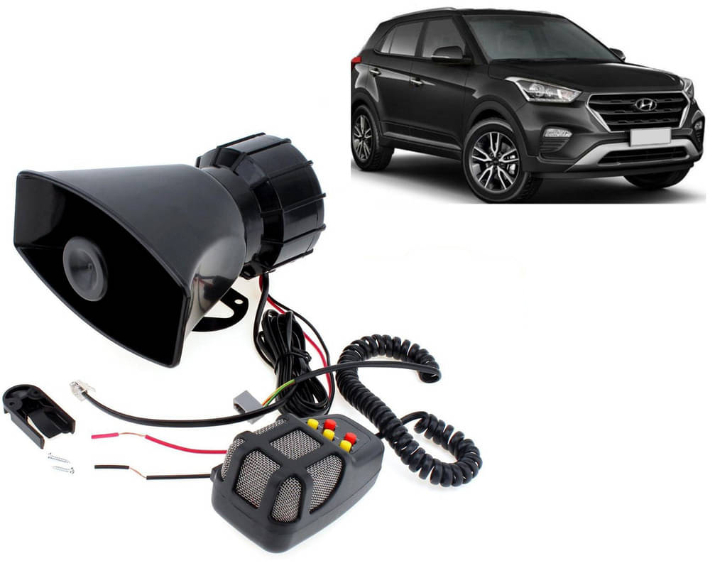 7 Tone Siren Horn Hooter with Mic For All Cars, Trucks, Mini Trucks, Vans, Bikes-Loud Siren With 7 Different Great Sounds For Creta 2019     			7 Tone Siren Horn Hooter with Mic For All Cars, Trucks, Mini Trucks, Vans, Bikes-Loud Siren With 7 Different Great Sounds For Creta 2019