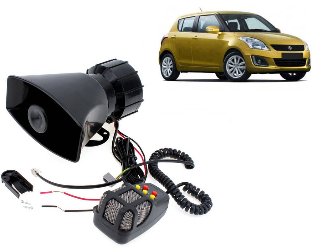 7 Tone Siren Horn Hooter with Mic For All Cars, Trucks, Mini Trucks, Vans, Bikes-Loud Siren With 7 Different Great Sounds For Swift     			7 Tone Siren Horn Hooter with Mic For All Cars, Trucks, Mini Trucks, Vans, Bikes-Loud Siren With 7 Different Great Sounds For Swift