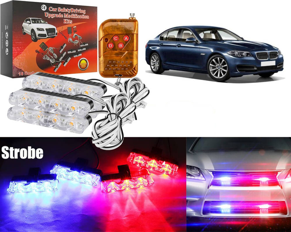     			Car Grill Red & Blue LED DRL Police Flasher Emergency Warning Strobe Light For 520d