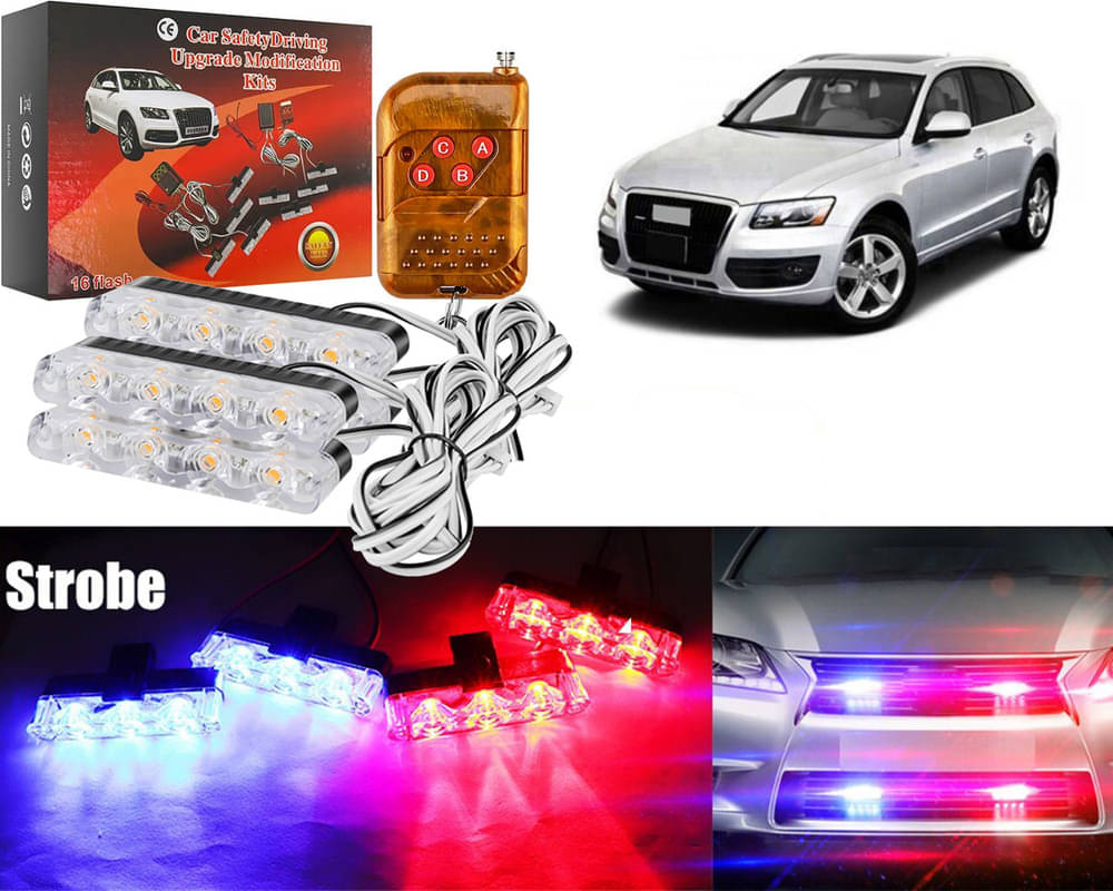 Car Grill Red & Blue LED DRL Police Flasher Emergency Warning Strobe Light For Q3 Car Grill Red & Blue LED DRL Police Flasher Emergency Warning Strobe Light For Q3