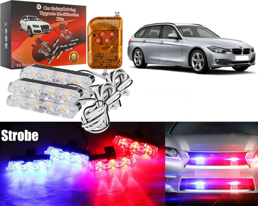     			Car Grill Red & Blue LED DRL Police Flasher Emergency Warning Strobe Light For 320D