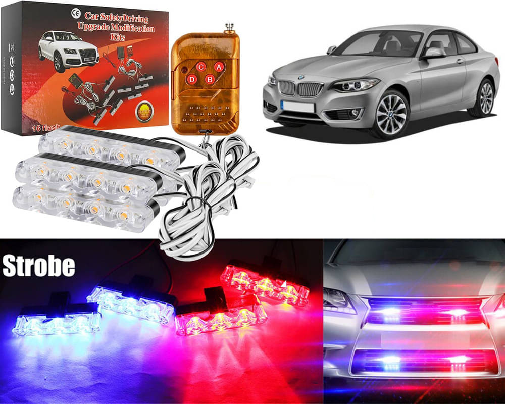     			Car Grill Red & Blue LED DRL Police Flasher Emergency Warning Strobe Light For 2 Series