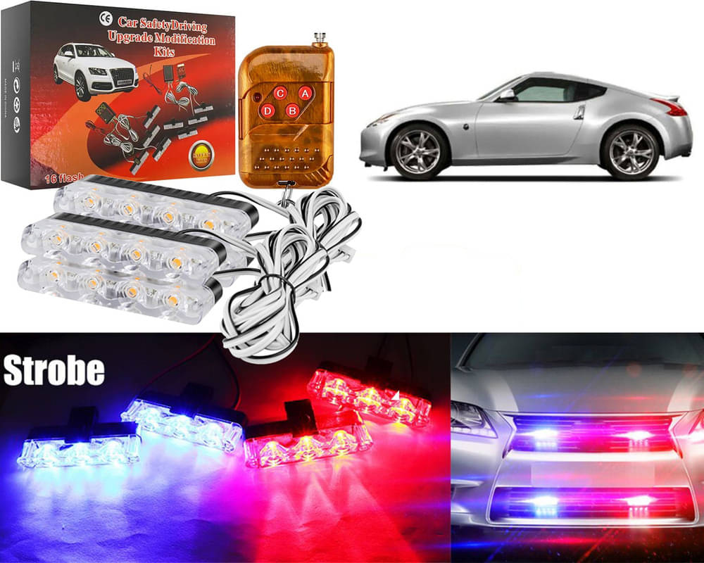 Car Grill Red & Blue LED DRL Police Flasher Emergency Warning Strobe Light For 370z Car Grill Red & Blue LED DRL Police Flasher Emergency Warning Strobe Light For 370z