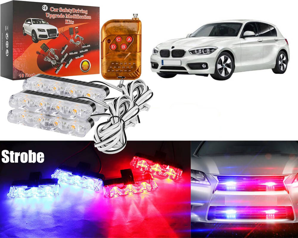 Car Grill Red & Blue LED DRL Police Flasher Emergency Warning Strobe Light For 1 Series Car Grill Red & Blue LED DRL Police Flasher Emergency Warning Strobe Light For 1 Series