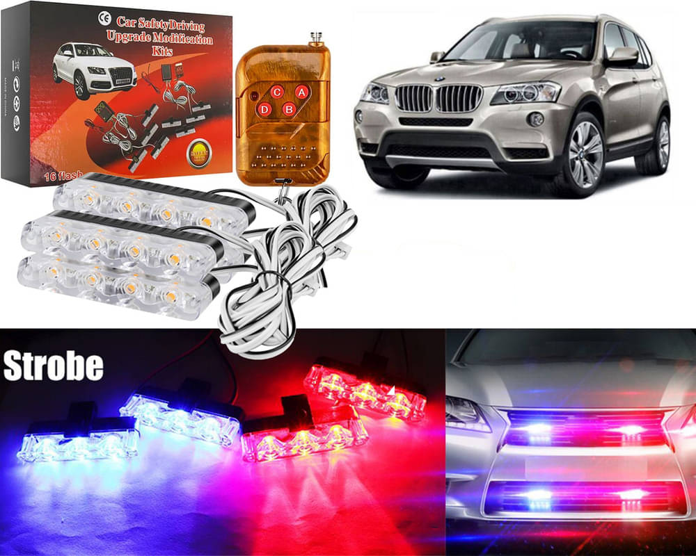 Car Grill Red & Blue LED DRL Police Flasher Emergency Warning Strobe Light For X3 Car Grill Red & Blue LED DRL Police Flasher Emergency Warning Strobe Light For X3