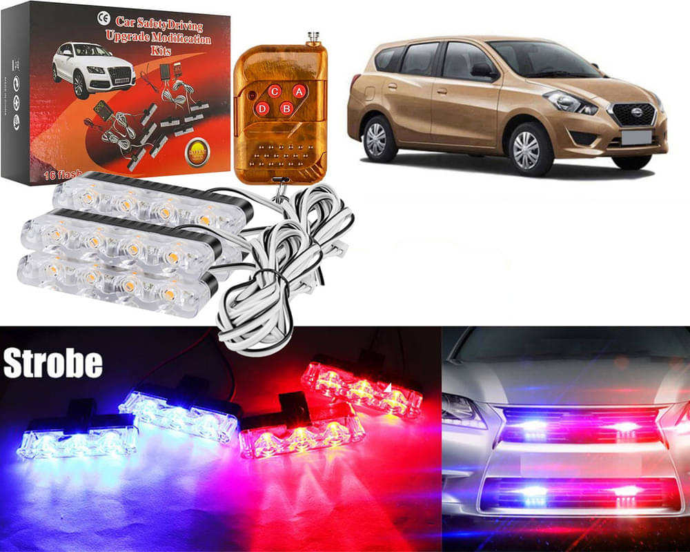     			Car Grill Red & Blue LED DRL Police Flasher Emergency Warning Strobe Light For Go Plus
