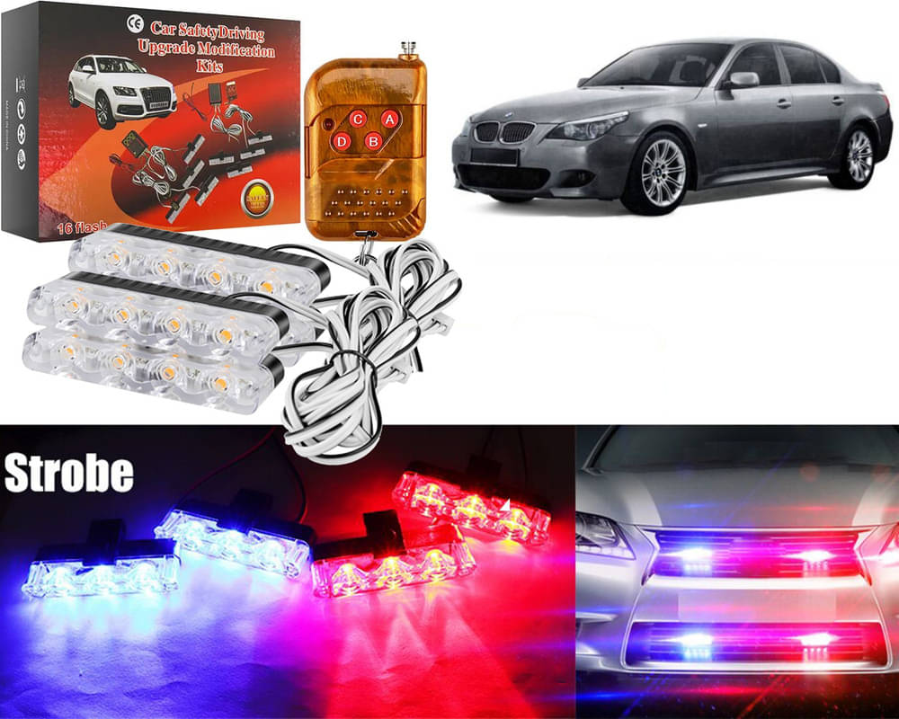 Car Grill Red & Blue LED DRL Police Flasher Emergency Warning Strobe Light For 525i Car Grill Red & Blue LED DRL Police Flasher Emergency Warning Strobe Light For 525i