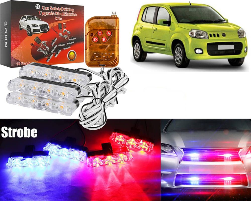     			Car Grill Red & Blue LED DRL Police Flasher Emergency Warning Strobe Light For Novo Uno