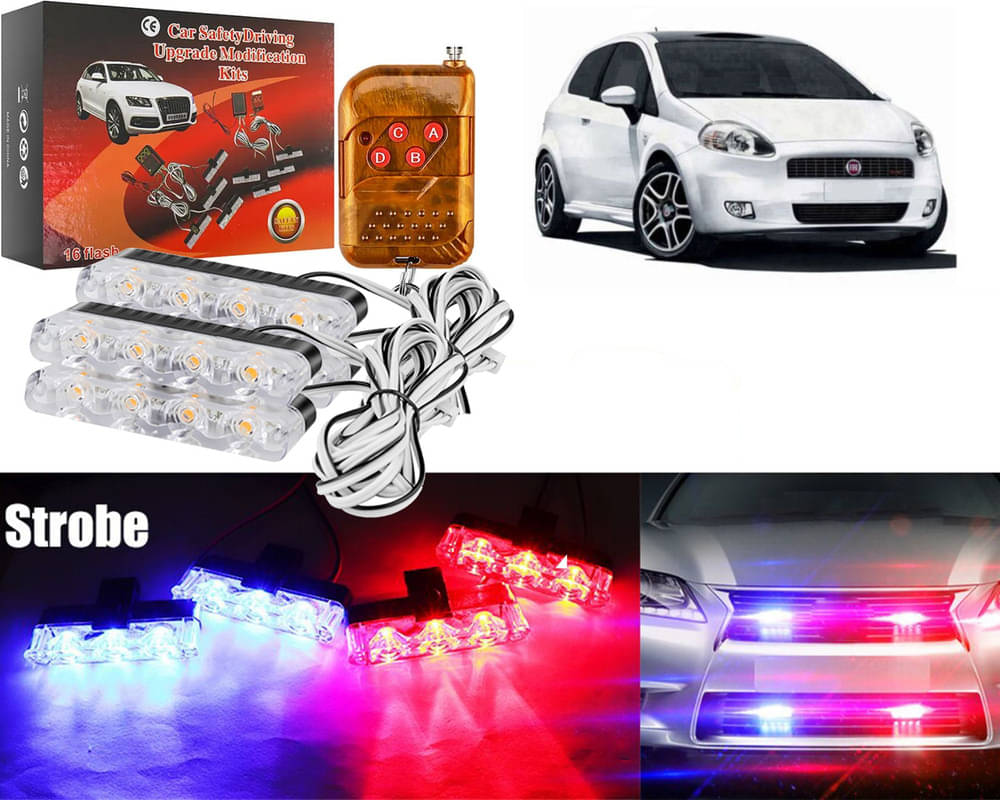 Car Grill Red & Blue LED DRL Police Flasher Emergency Warning Strobe Light For Punto Car Grill Red & Blue LED DRL Police Flasher Emergency Warning Strobe Light For Punto