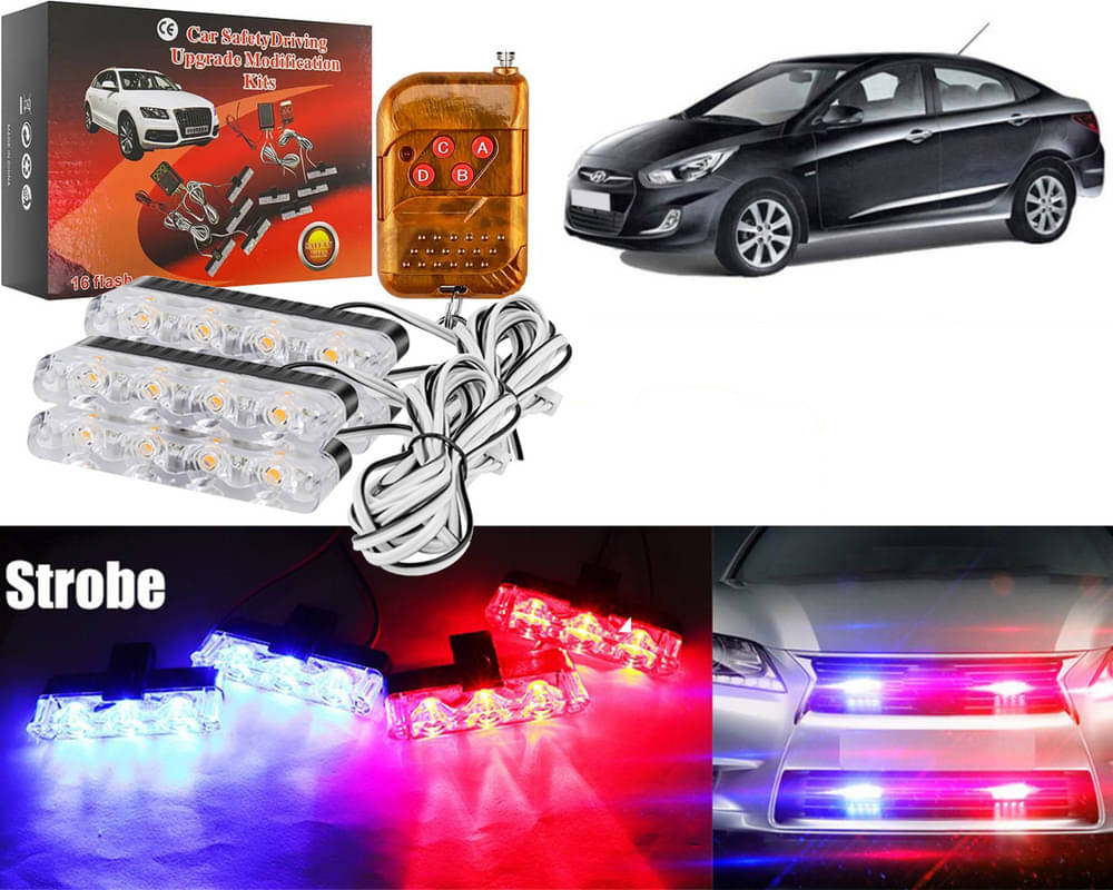 Car Grill Red & Blue LED DRL Police Flasher Emergency Warning Strobe Light For Verna Fluidic Car Grill Red & Blue LED DRL Police Flasher Emergency Warning Strobe Light For Verna Fluidic
