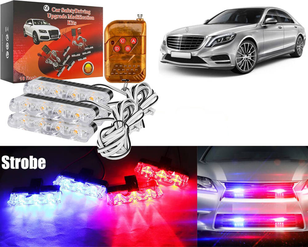     			Car Grill Red & Blue LED DRL Police Flasher Emergency Warning Strobe Light For C280