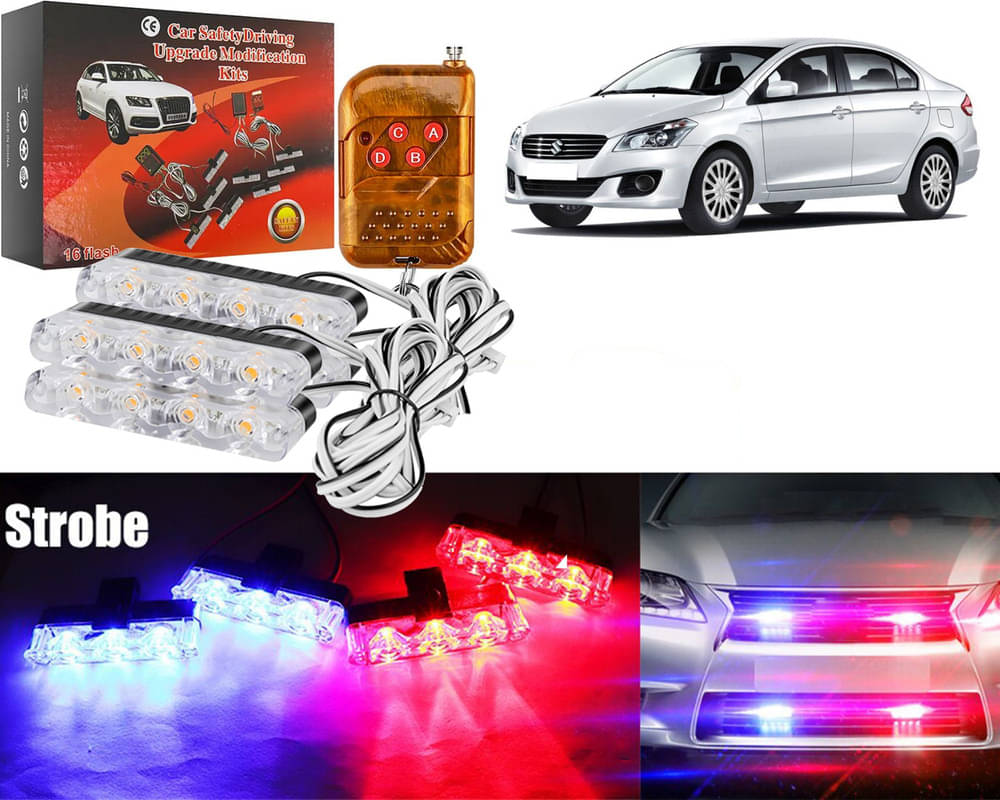 Car Grill Red & Blue LED DRL Police Flasher Emergency Warning Strobe Light For Ciaz Car Grill Red & Blue LED DRL Police Flasher Emergency Warning Strobe Light For Ciaz