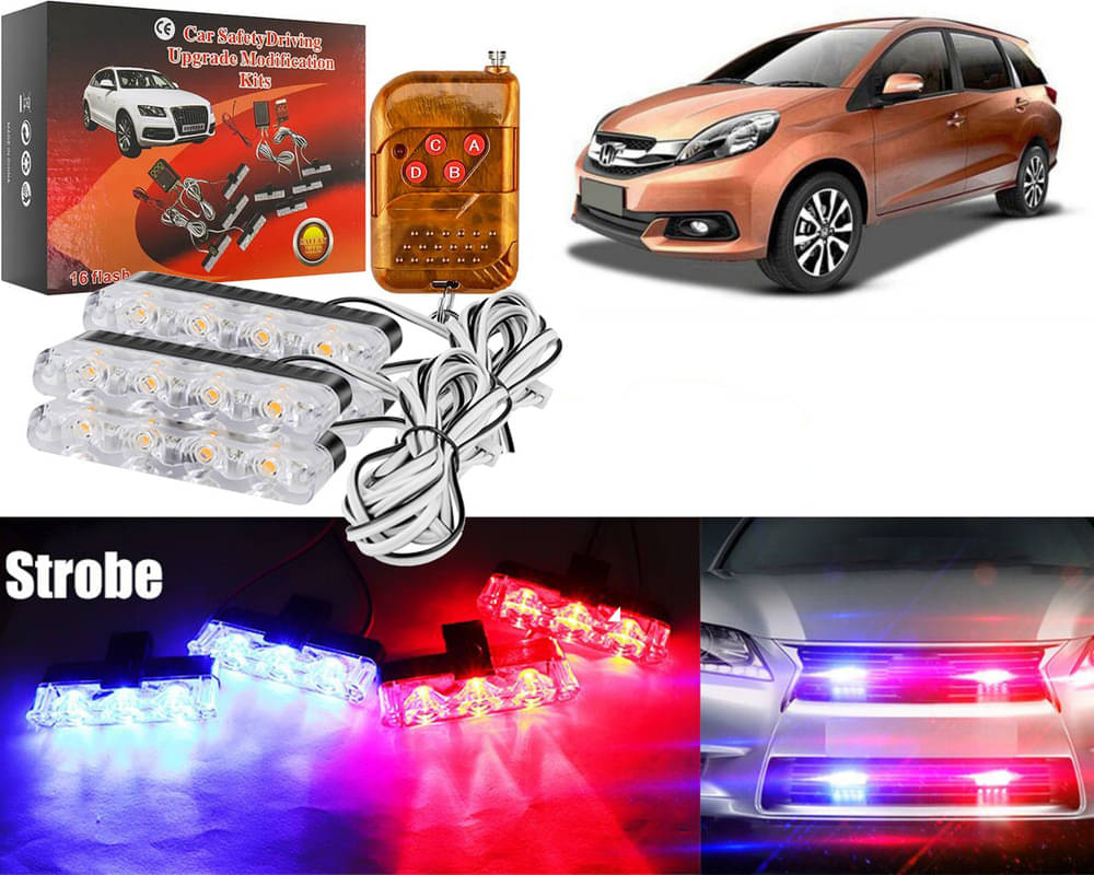 Car Grill Red & Blue LED DRL Police Flasher Emergency Warning Strobe Light For Mobilio     			Car Grill Red & Blue LED DRL Police Flasher Emergency Warning Strobe Light For Mobilio