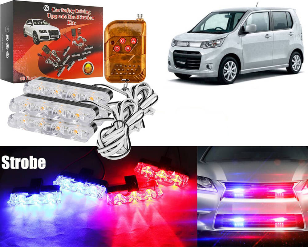    			Car Grill Red & Blue LED DRL Police Flasher Emergency Warning Strobe Light For WagonR Stingray