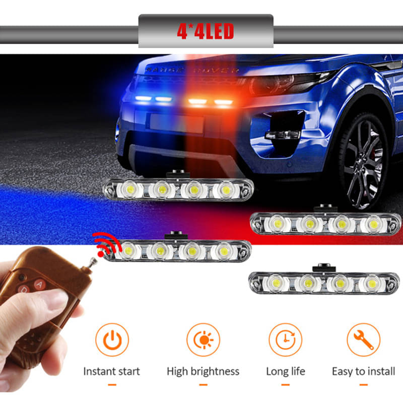     			Car Grill Red & Blue LED DRL Police Flasher Emergency Warning Strobe Light For CR-V