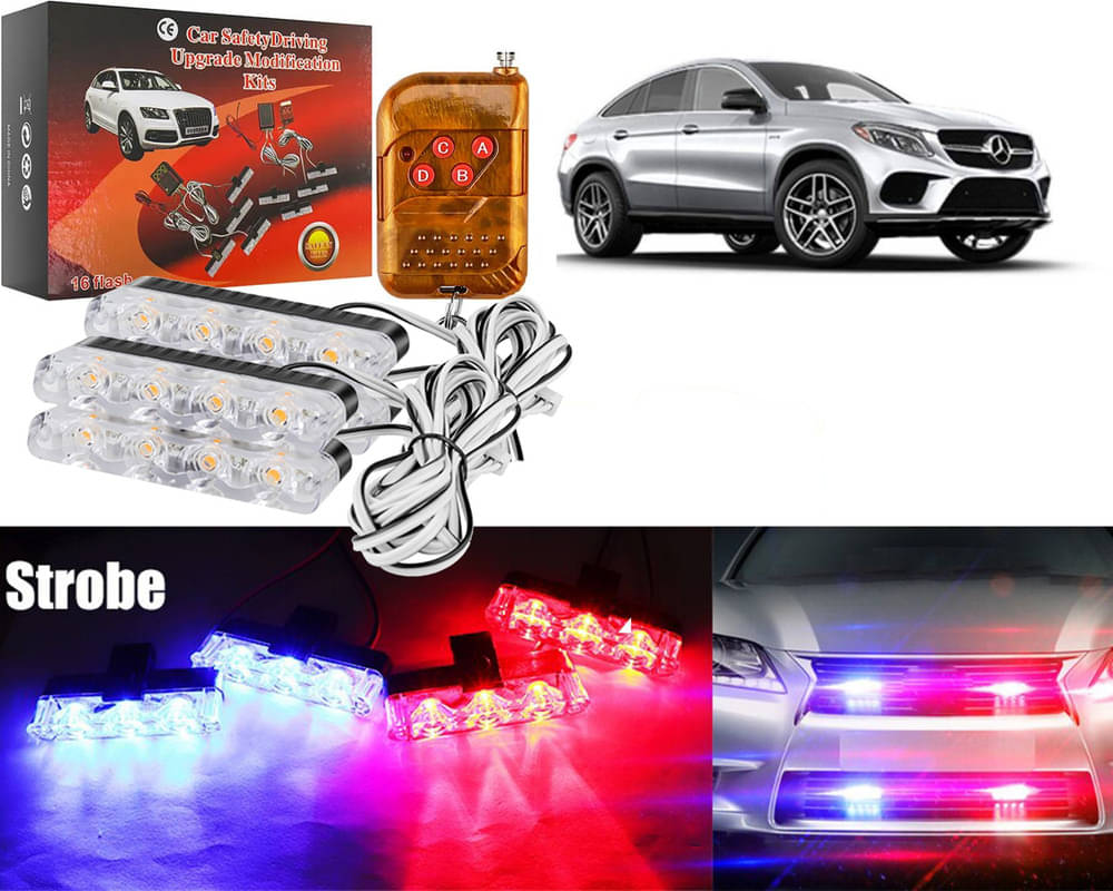     			Car Grill Red & Blue LED DRL Police Flasher Emergency Warning Strobe Light For MLC