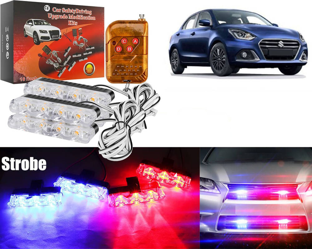 Car Grill Red & Blue LED DRL Police Flasher Emergency Warning Strobe Light For Swift Dzire 2020 Car Grill Red & Blue LED DRL Police Flasher Emergency Warning Strobe Light For Swift Dzire 2020