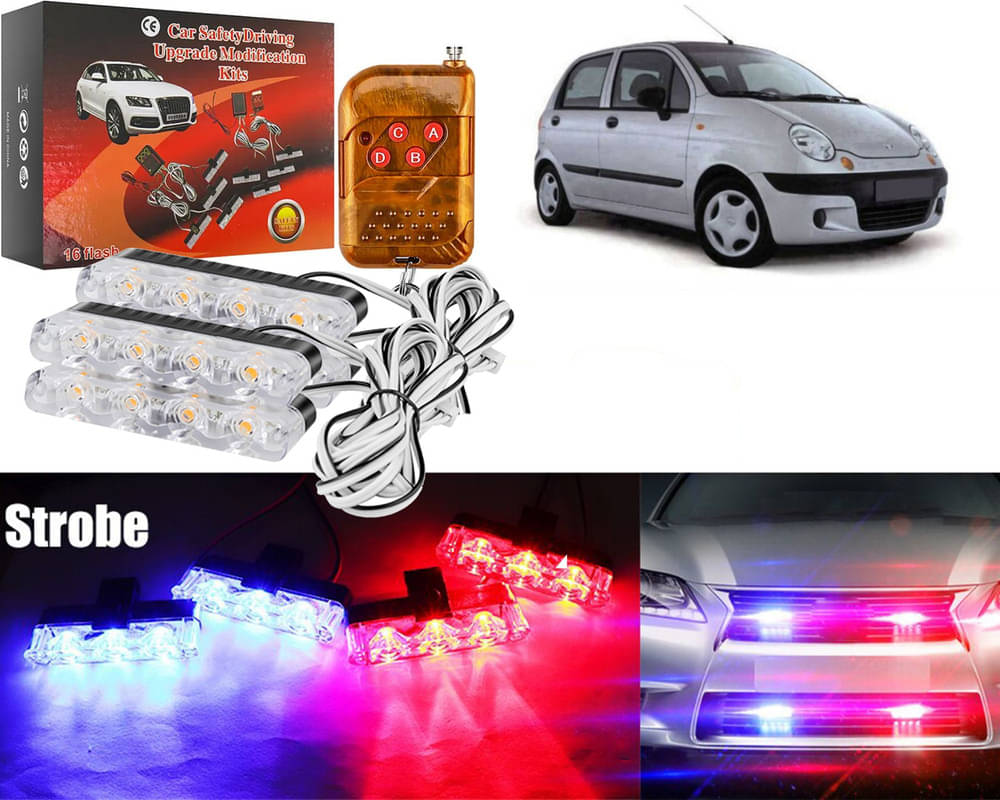     			Car Grill Red & Blue LED DRL Police Flasher Emergency Warning Strobe Light For Daewoo Matiz