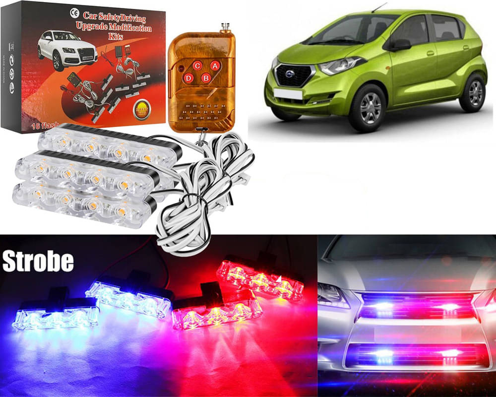 Car Grill Red & Blue LED DRL Police Flasher Emergency Warning Strobe Light For Redi Go Car Grill Red & Blue LED DRL Police Flasher Emergency Warning Strobe Light For Redi Go