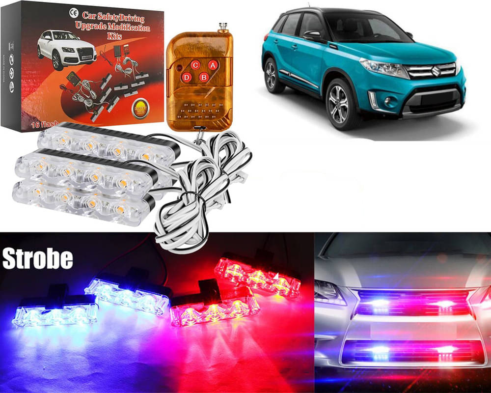 Car Grill Red & Blue LED DRL Police Flasher Emergency Warning Strobe Light For Grand Vitara Car Grill Red & Blue LED DRL Police Flasher Emergency Warning Strobe Light For Grand Vitara