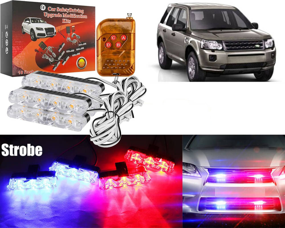Car Grill Red & Blue LED DRL Police Flasher Emergency Warning Strobe Light For FREELANDER 2 Car Grill Red & Blue LED DRL Police Flasher Emergency Warning Strobe Light For FREELANDER 2