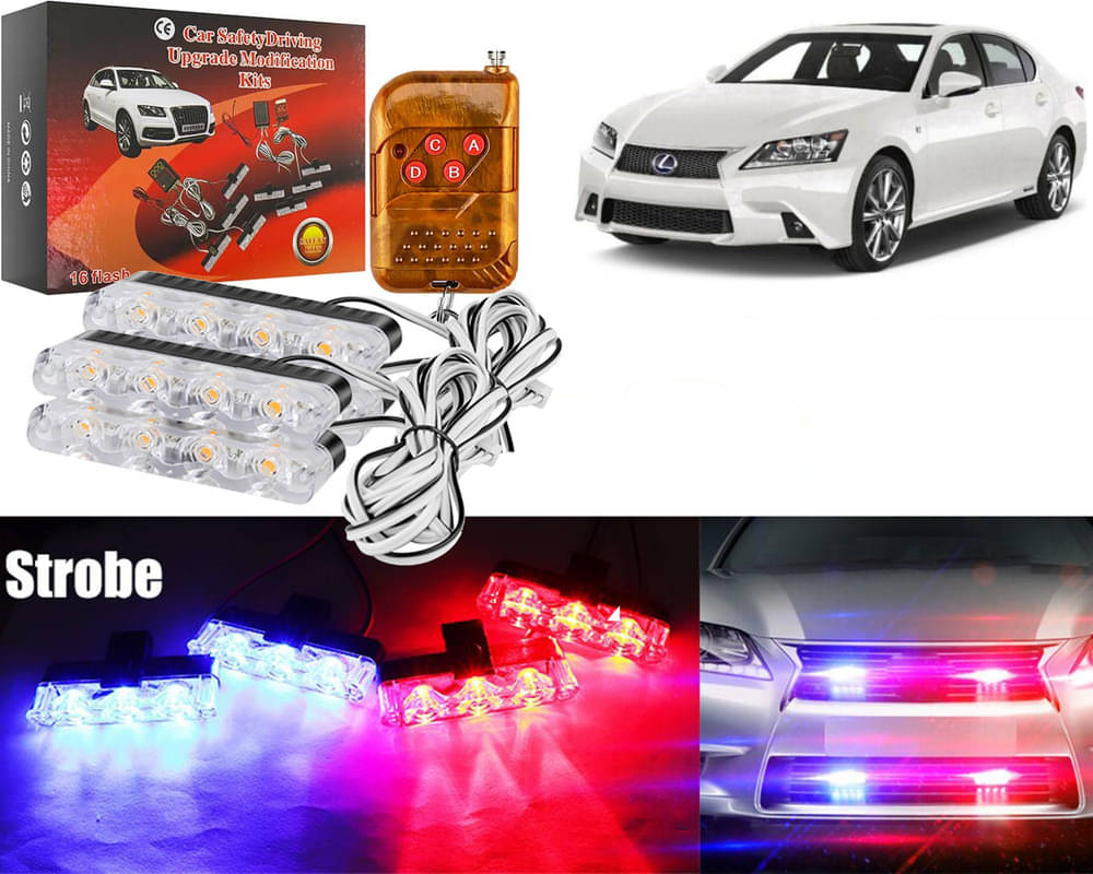     			Car Grill Red & Blue LED DRL Police Flasher Emergency Warning Strobe Light For GS 350