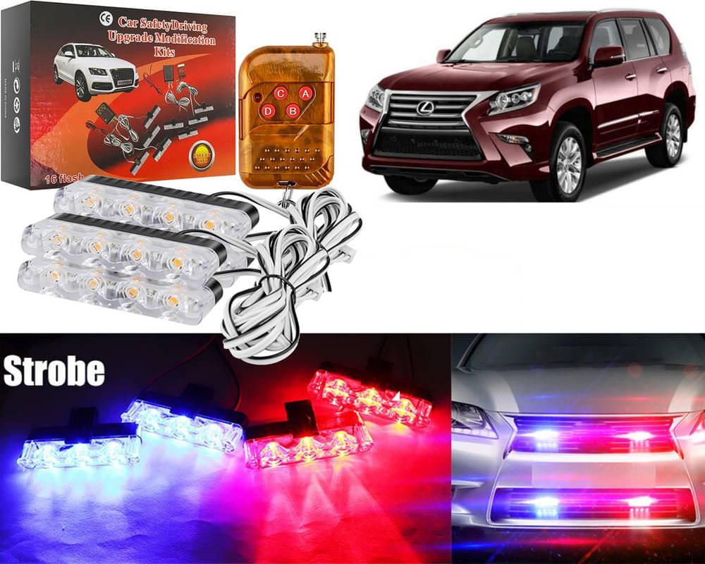 Car Grill Red & Blue LED DRL Police Flasher Emergency Warning Strobe Light For GX Car Grill Red & Blue LED DRL Police Flasher Emergency Warning Strobe Light For GX