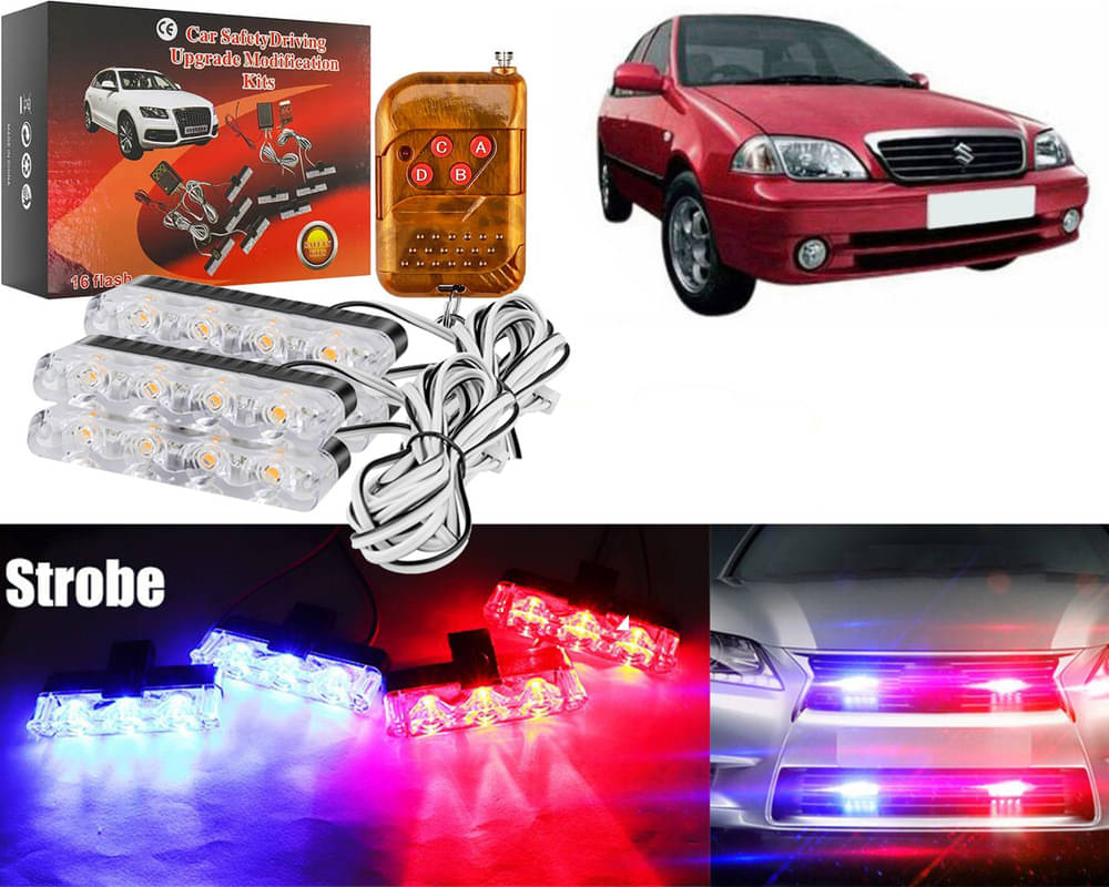 Car Grill Red & Blue LED DRL Police Flasher Emergency Warning Strobe Light For Esteem Car Grill Red & Blue LED DRL Police Flasher Emergency Warning Strobe Light For Esteem