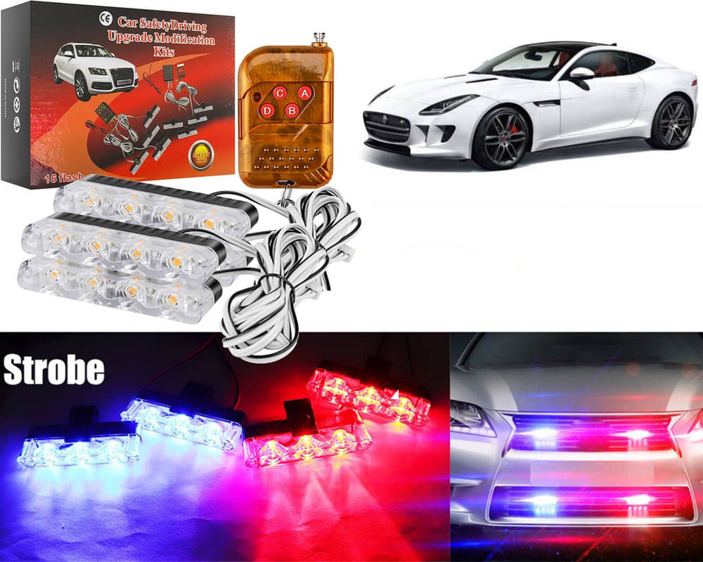 Car Grill Red & Blue LED DRL Police Flasher Emergency Warning Strobe Light For Jaguar F TYPE Car Grill Red & Blue LED DRL Police Flasher Emergency Warning Strobe Light For Jaguar F TYPE