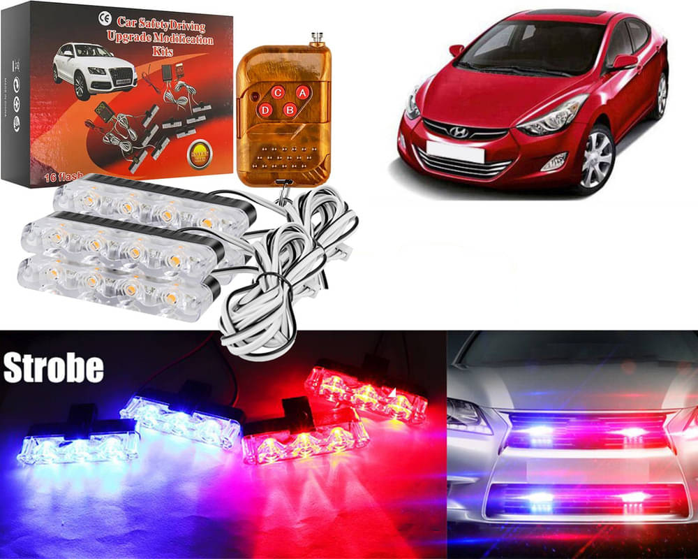 Car Grill Red & Blue LED DRL Police Flasher Emergency Warning Strobe Light For Elantra Car Grill Red & Blue LED DRL Police Flasher Emergency Warning Strobe Light For Elantra