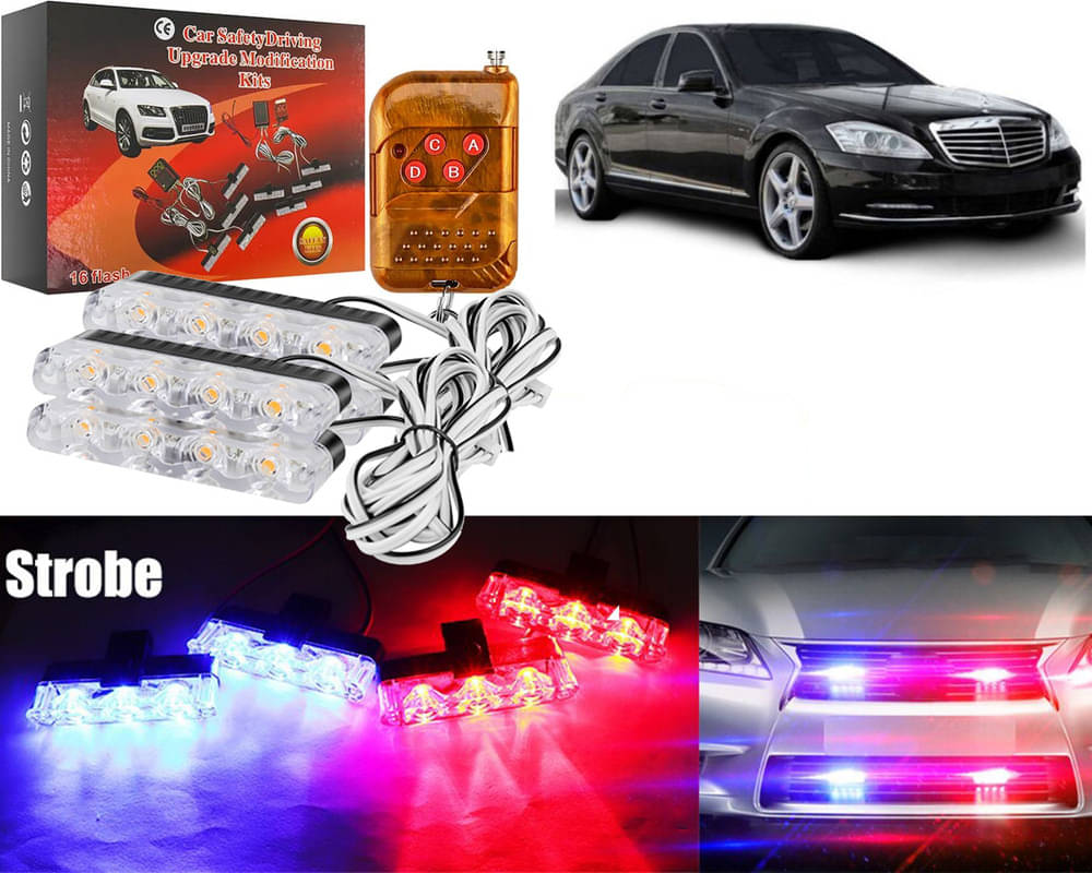 Car Grill Red & Blue LED DRL Police Flasher Emergency Warning Strobe Light For Benz S320 Car Grill Red & Blue LED DRL Police Flasher Emergency Warning Strobe Light For Benz S320
