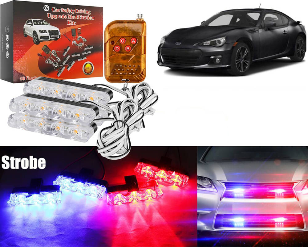     			Car Grill Red & Blue LED DRL Police Flasher Emergency Warning Strobe Light For BRZ