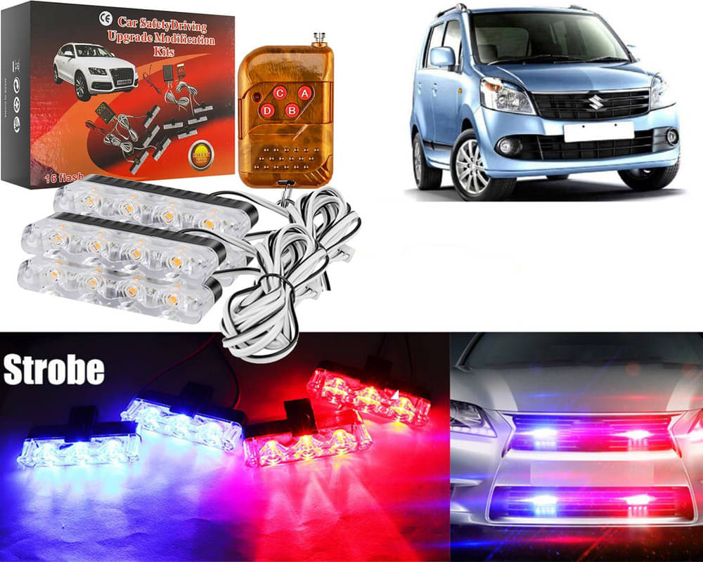     			Car Grill Red & Blue LED DRL Police Flasher Emergency Warning Strobe Light For WagonR 2010