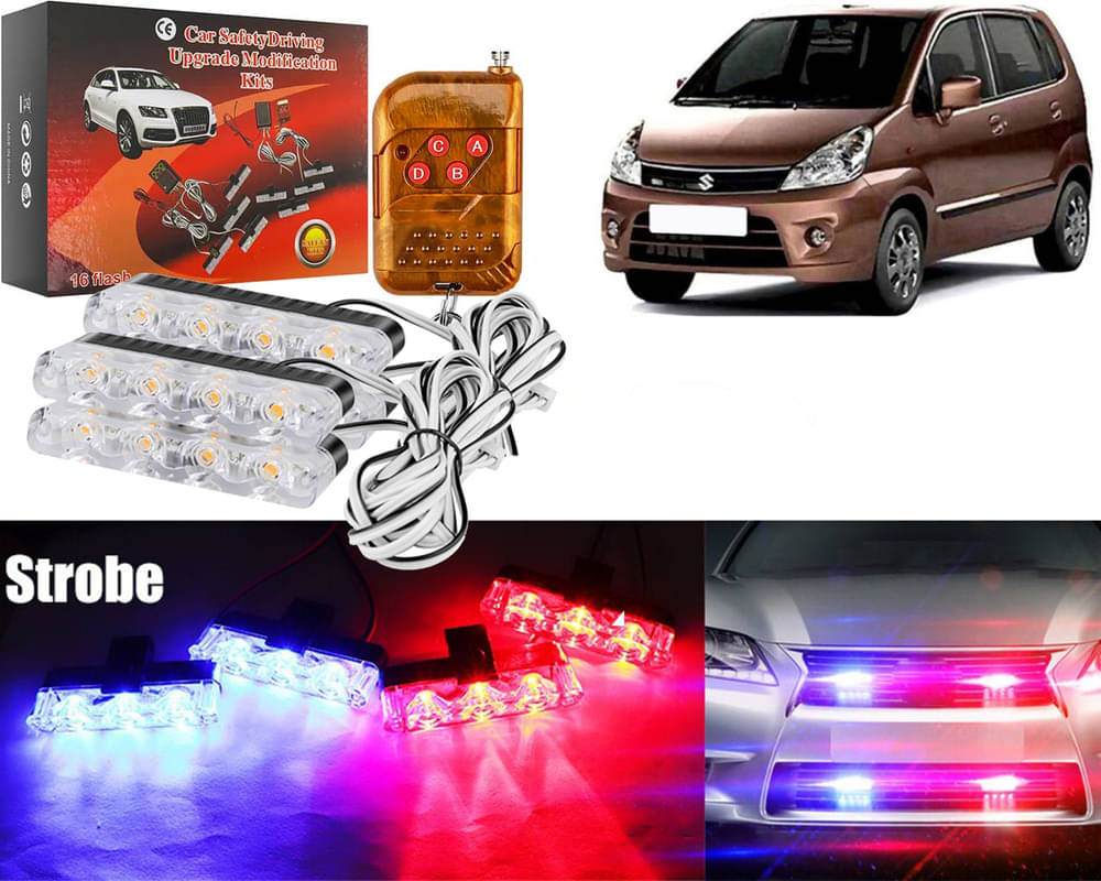 Car Grill Red & Blue LED DRL Police Flasher Emergency Warning Strobe Light For Zen Estilo Type-2 Car Grill Red & Blue LED DRL Police Flasher Emergency Warning Strobe Light For Zen Estilo Type-2
