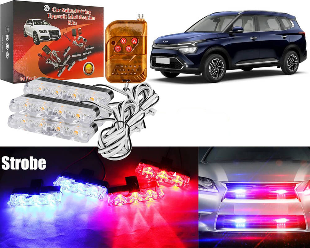 Car Grill Red & Blue LED DRL Police Flasher Emergency Warning Strobe Light For Carnes Car Grill Red & Blue LED DRL Police Flasher Emergency Warning Strobe Light For Carnes