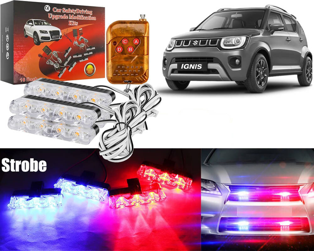 Car Grill Red & Blue LED DRL Police Flasher Emergency Warning Strobe Light For Ignis 2020 Car Grill Red & Blue LED DRL Police Flasher Emergency Warning Strobe Light For Ignis 2020