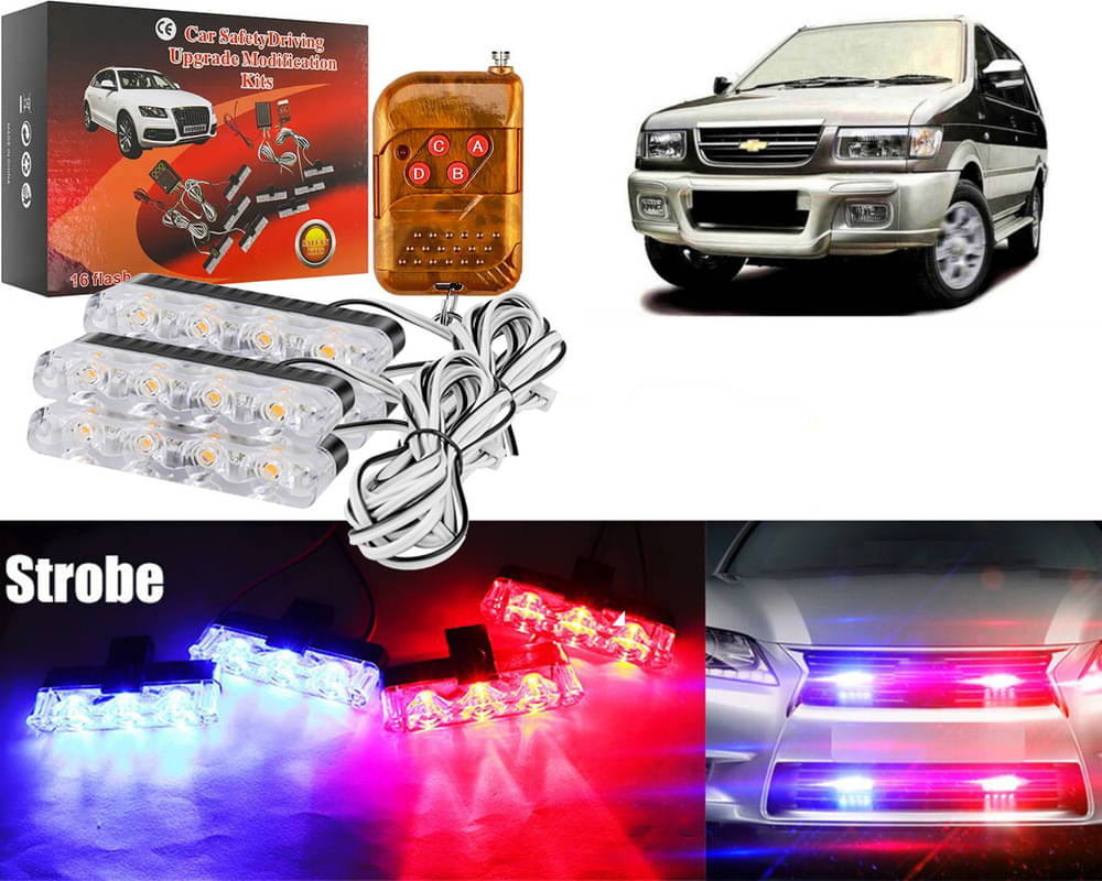     			Car Grill Red & Blue LED DRL Police Flasher Emergency Warning Strobe Light For Tavera Type-1