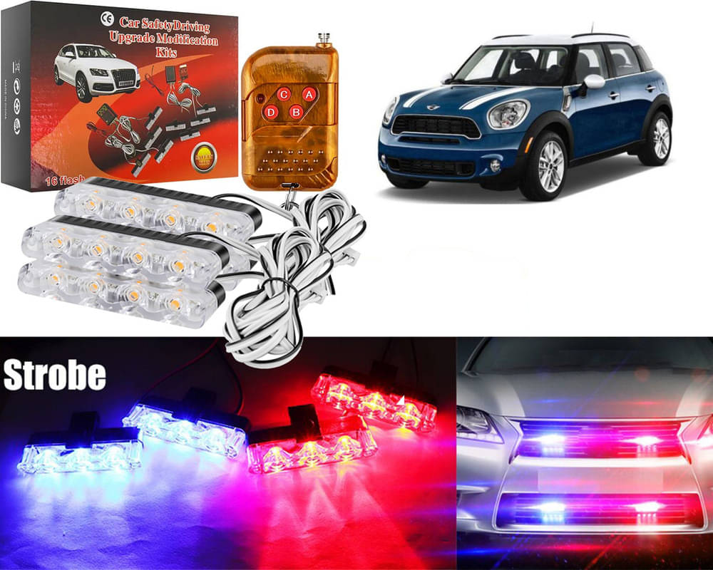 Car Grill Red & Blue LED DRL Police Flasher Emergency Warning Strobe Light For Countryman Car Grill Red & Blue LED DRL Police Flasher Emergency Warning Strobe Light For Countryman