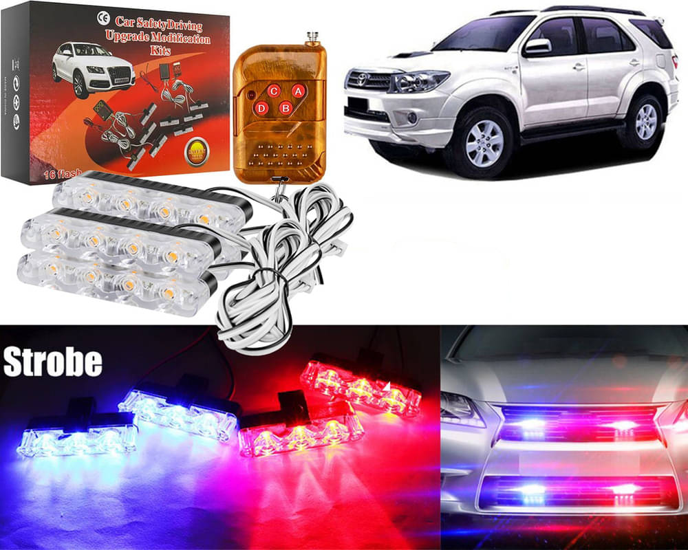     			Car Grill Red & Blue LED DRL Police Flasher Emergency Warning Strobe Light For Fortuner Old