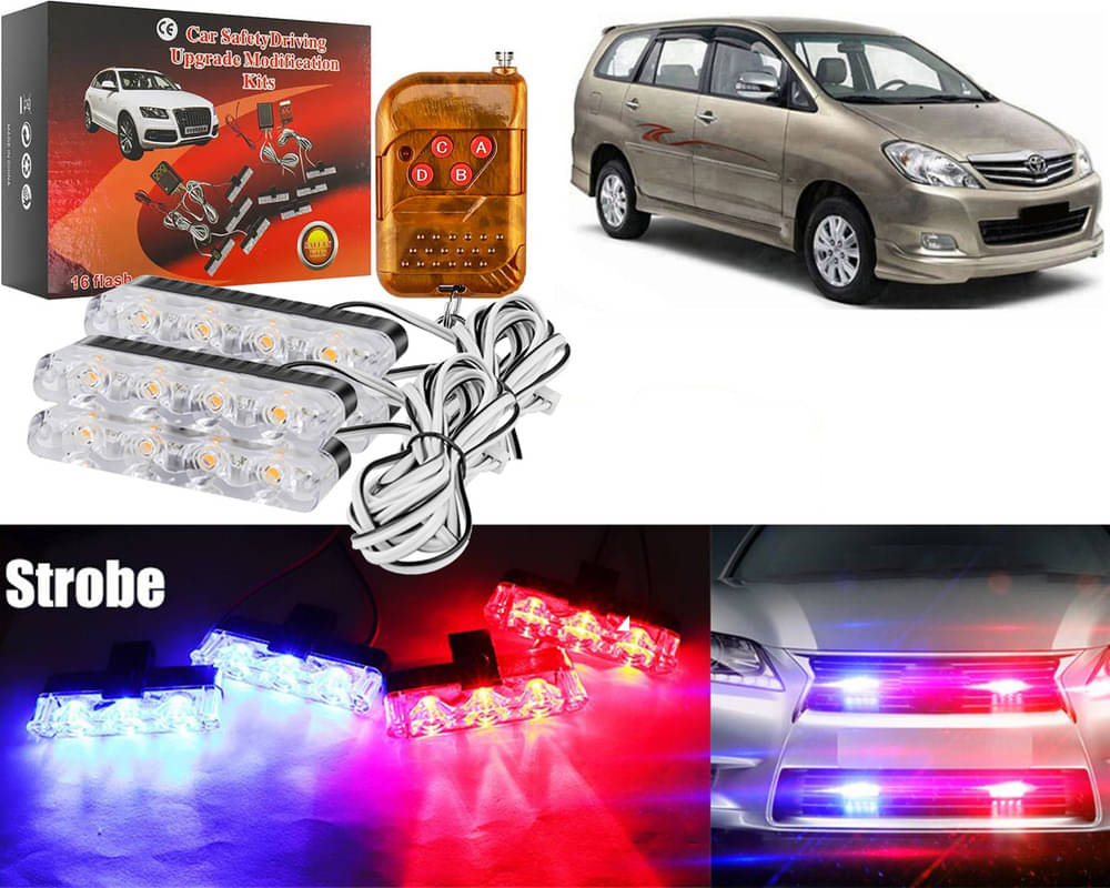     			Car Grill Red & Blue LED DRL Police Flasher Emergency Warning Strobe Light For Innova 2005-12